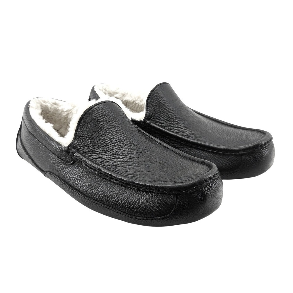 UGG Black Ascot Leather Slipper - Size 13